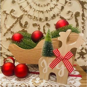 Joy Reindeer Tiered Tray w/ Tree